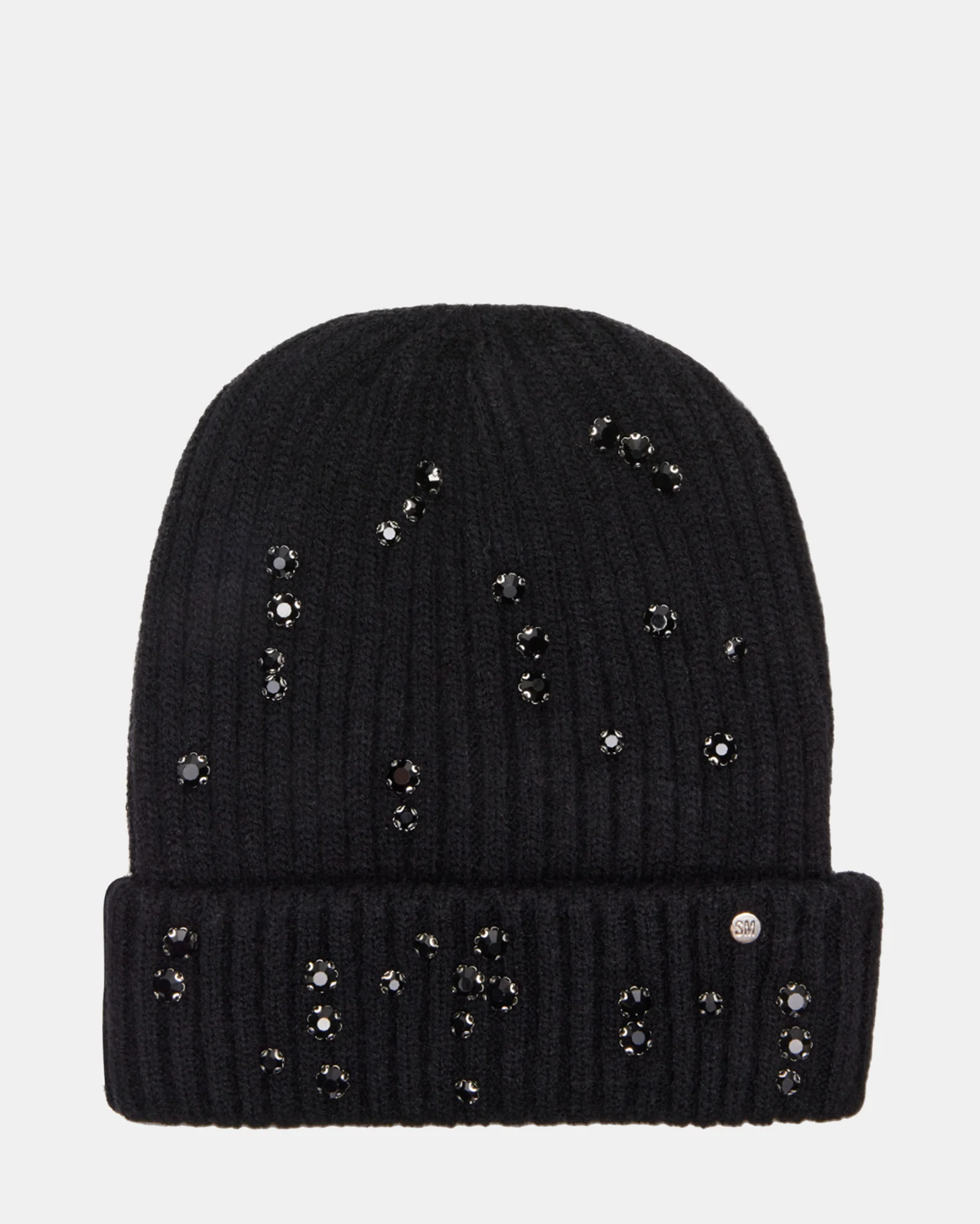 RHINESTONE RIB BEANIE BLACK