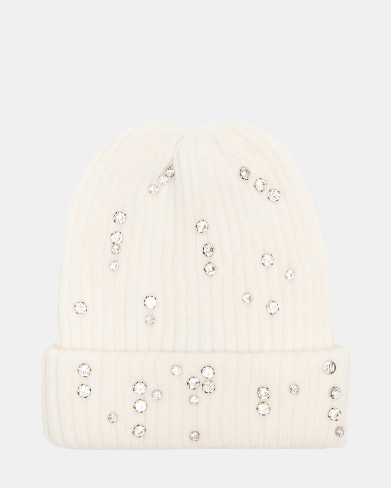 RHINESTONE RIB BEANIE NATURAL