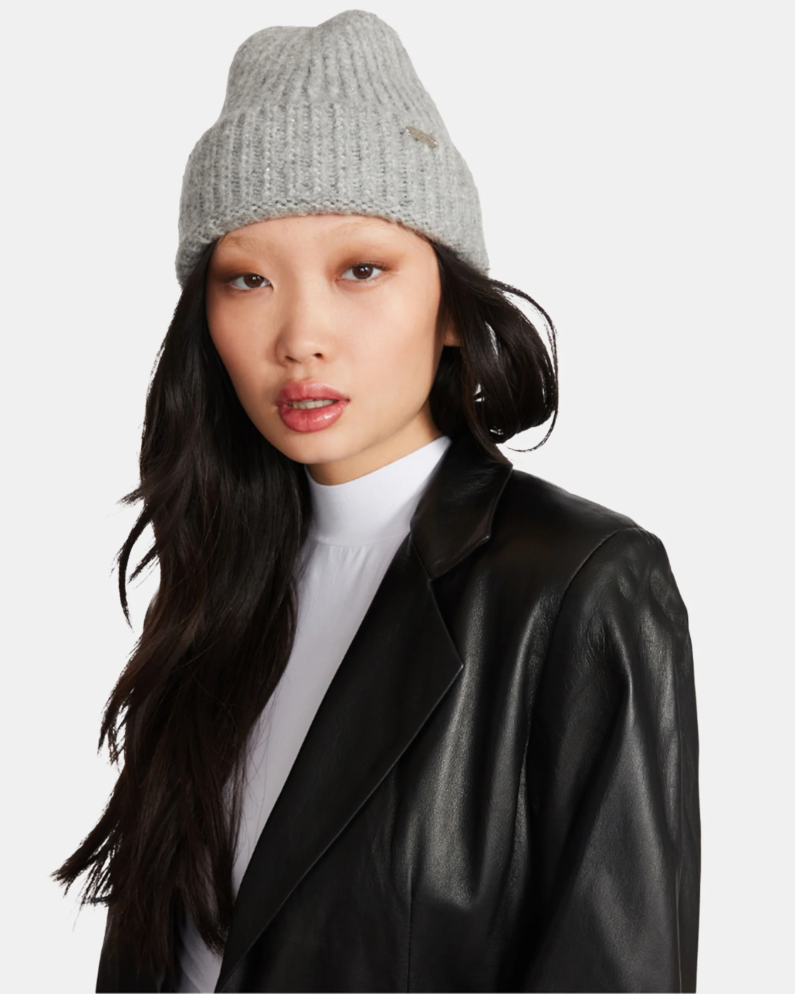 CRYSTAL WIDE CUFF BEANIE GREY 3 CRYSTAL WIDE CUFF BEANIE GREY
