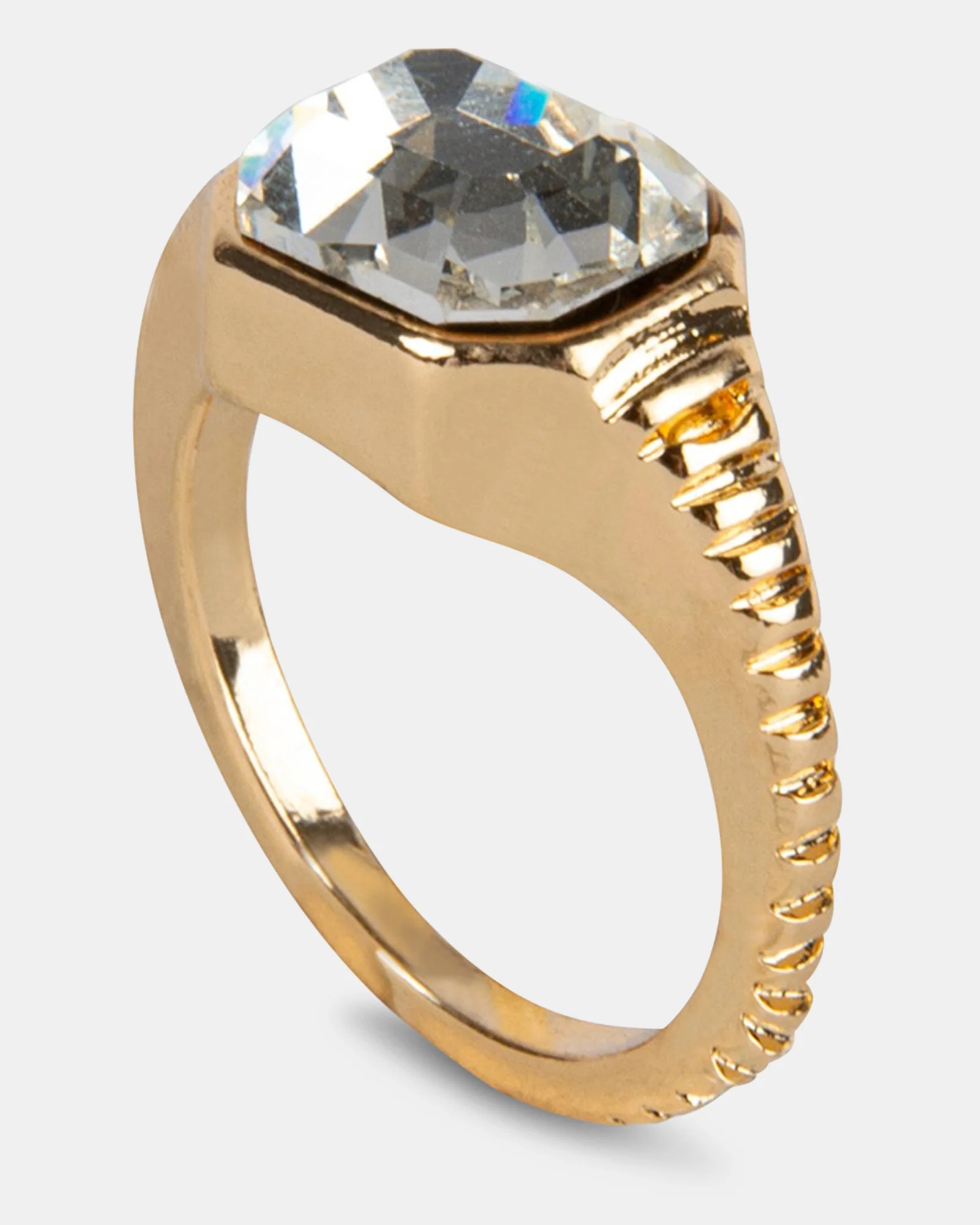 CLEAR STONE RING GOLD 3 CLEAR STONE RING GOLD