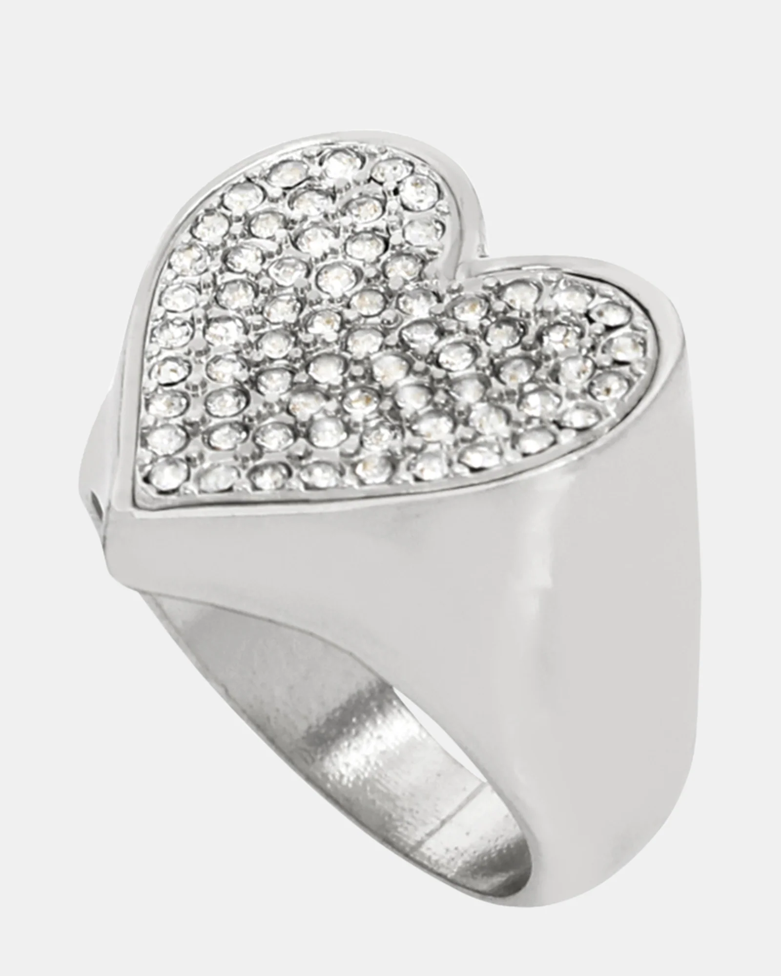 PAVE HEART RING SILVER