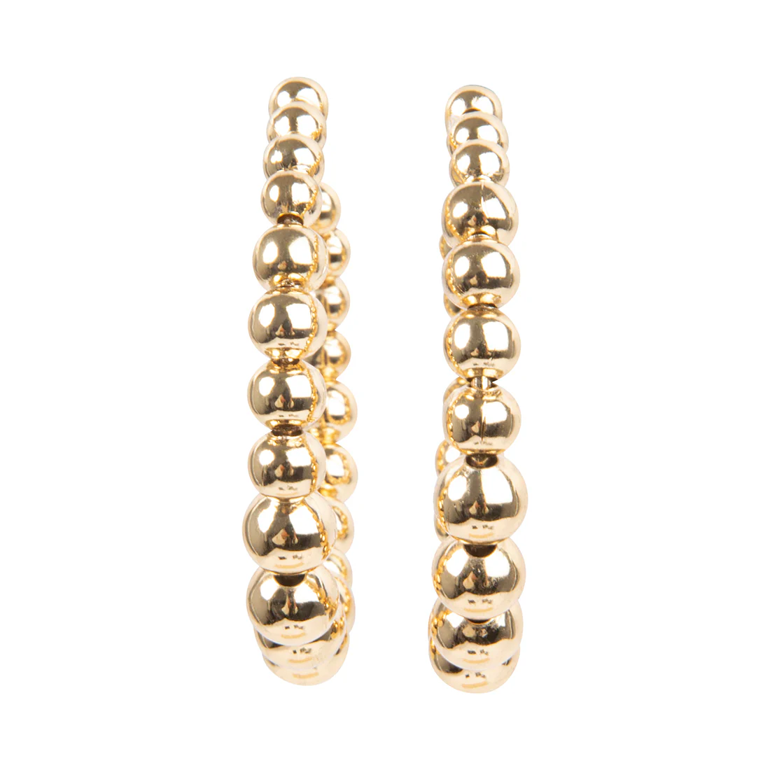 BALL HOOP EARRINGS GOLD 3 BALL HOOP EARRINGS GOLD