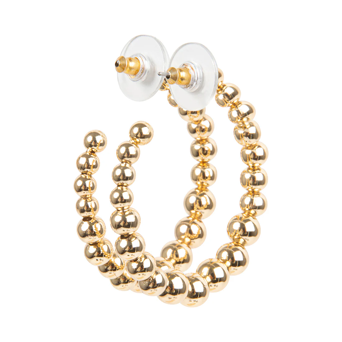 BALL HOOP EARRINGS GOLD 4 BALL HOOP EARRINGS GOLD